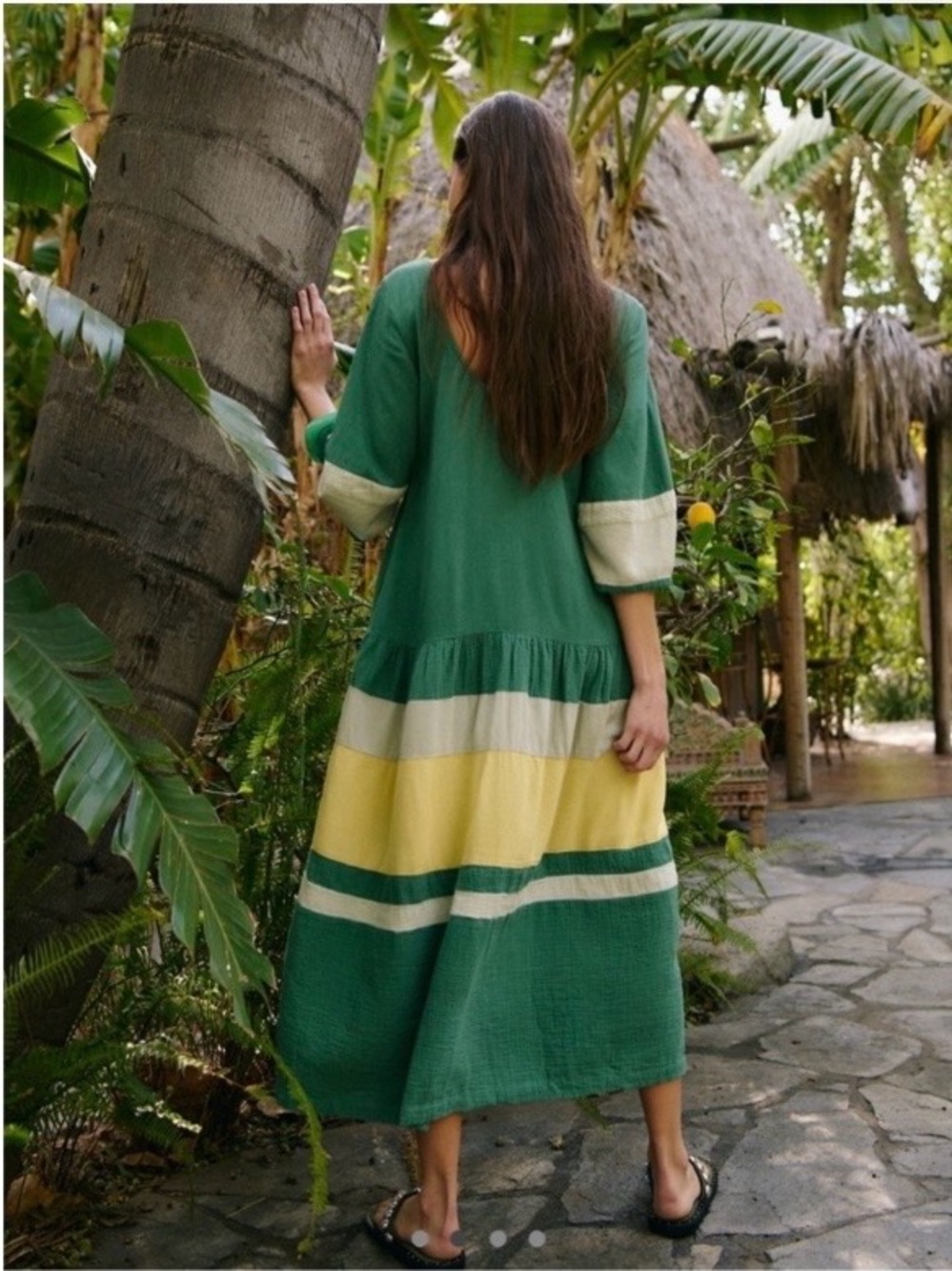 Free People free-est Manda Midi Colorblock Boho Artsy Hipster Dress Multi SZ M - Picture 2 of 11